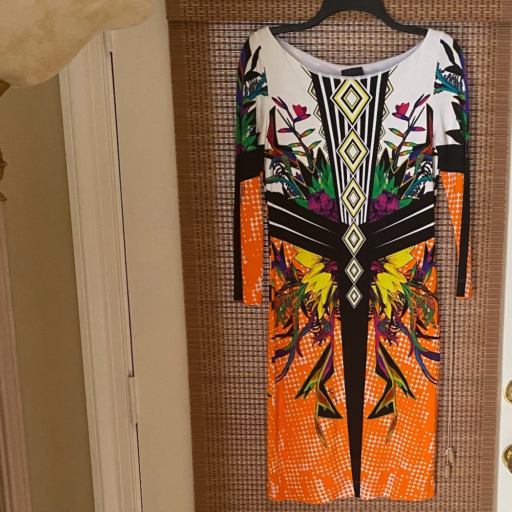 Just Cavalli long sleeve dress, size: medium, multicolor, gently used.